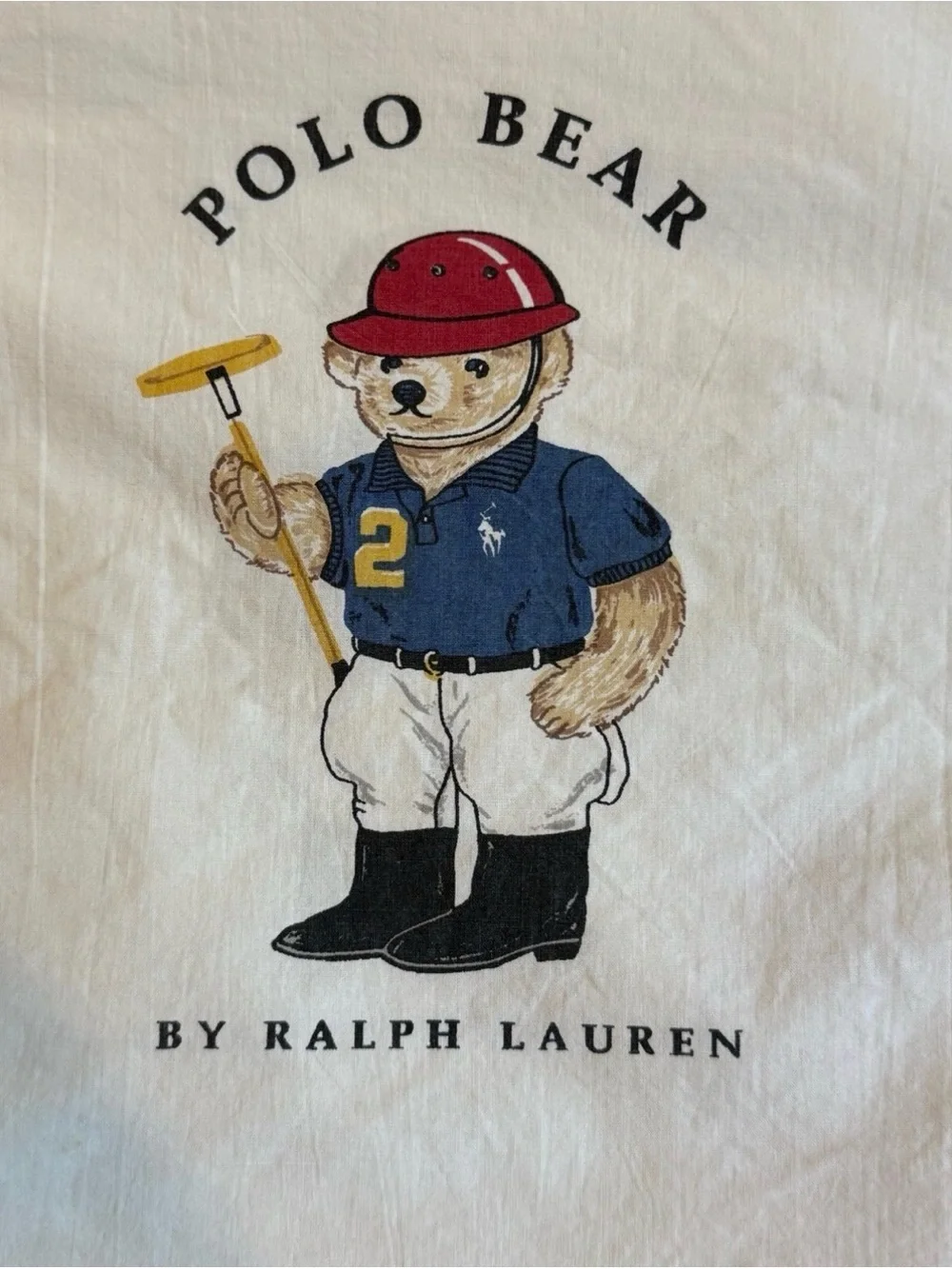 Ralph Lauren Polo Teddy Bear Player Standard Pillowcase USA Vintage 90s